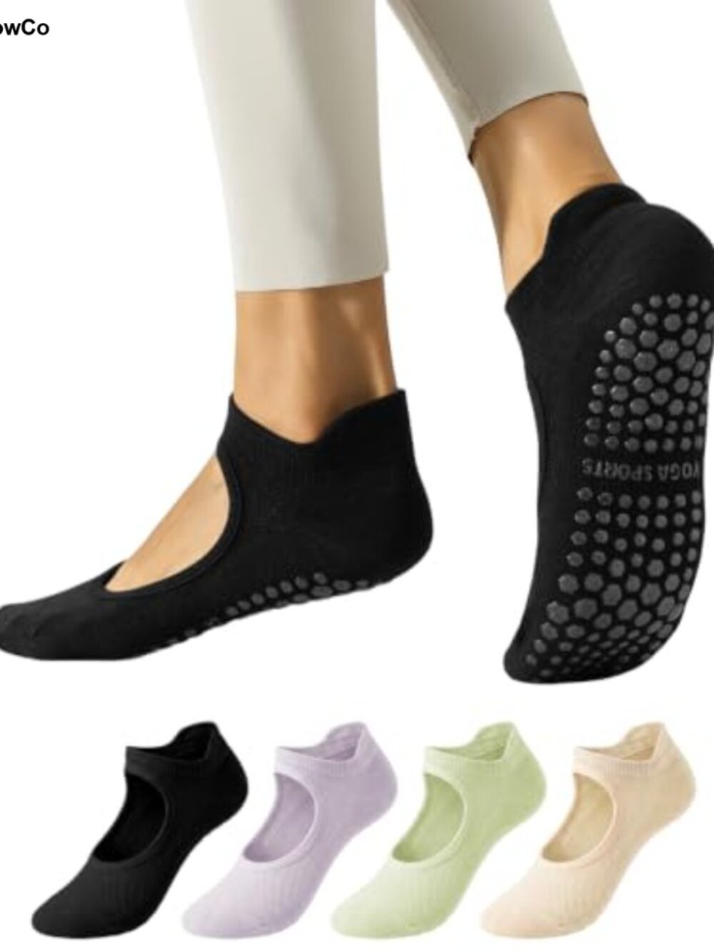 4 Pairs Pilates Grip Socks Low-Cut Cotton Non-Slip Yoga Barre